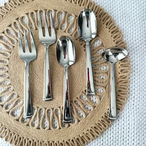 Reed & Barton Arlington Newton 18/10 Stainless Serving Spoons Meat Forks Set 5
